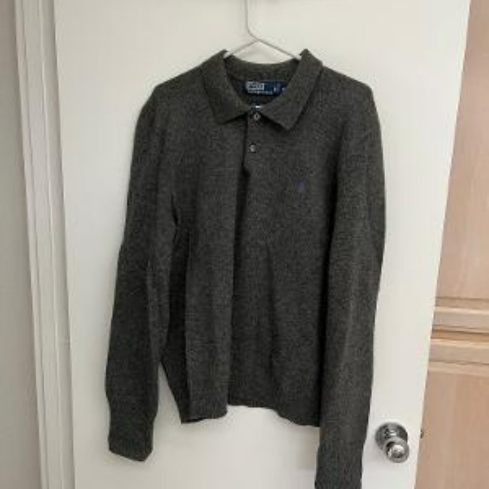 Polo by Ralph Lauren Men's Sweater Size XL 100% Lambswool Oxford Gray